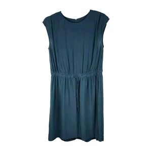 Ann Taylor Loft Dress Women's Small Teal Belted Shift Drawstring Side Zip
